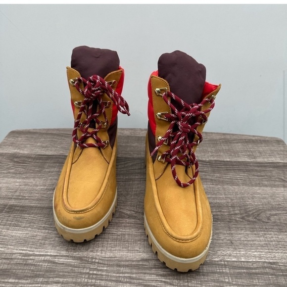 ANTHROPOLOGY CECILIA NY TILDEN woman tan luxury work boot with colorful top 9M - Picture 4 of 13